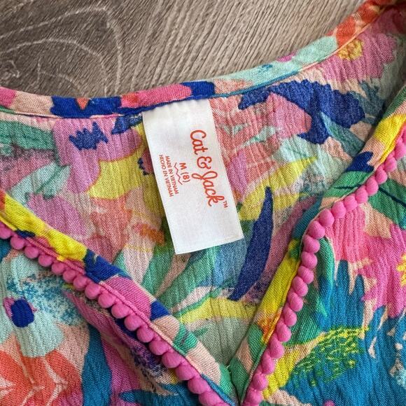 Cat & Jack Tropical Pom Pom Swim Coverup - Girls Medium - Picture 4 of 4